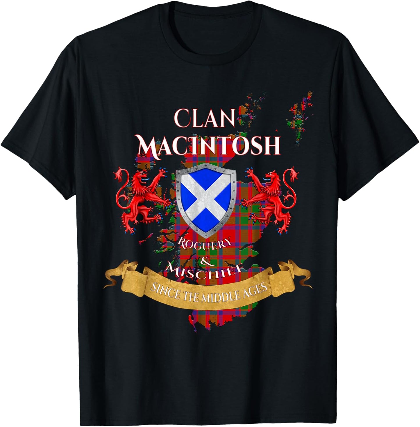MacIntosh Scottish Family Clan Middle Ages Mischief T-Shirt - T-Shirt | Black