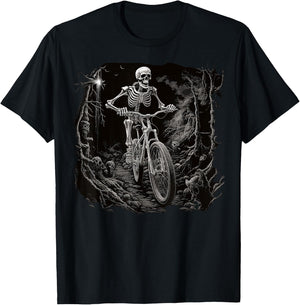 Cycling Skeleton Mountain MTB Bike Cyclist Skeleton T-Shirt - T-Shirt | Black