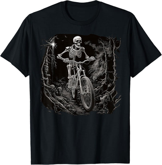 Cycling Skeleton Mountain MTB Bike Cyclist Skeleton T-Shirt - T-Shirt | Black