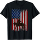 Vintage USA flag cowboy silhouette horse riding western T-Shirt - T-Shirt | Black