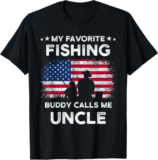 My Favorite Fishing Buddy Calls Me Uncle Fishing Buddy T-Shirt - T-Shirt | Black
