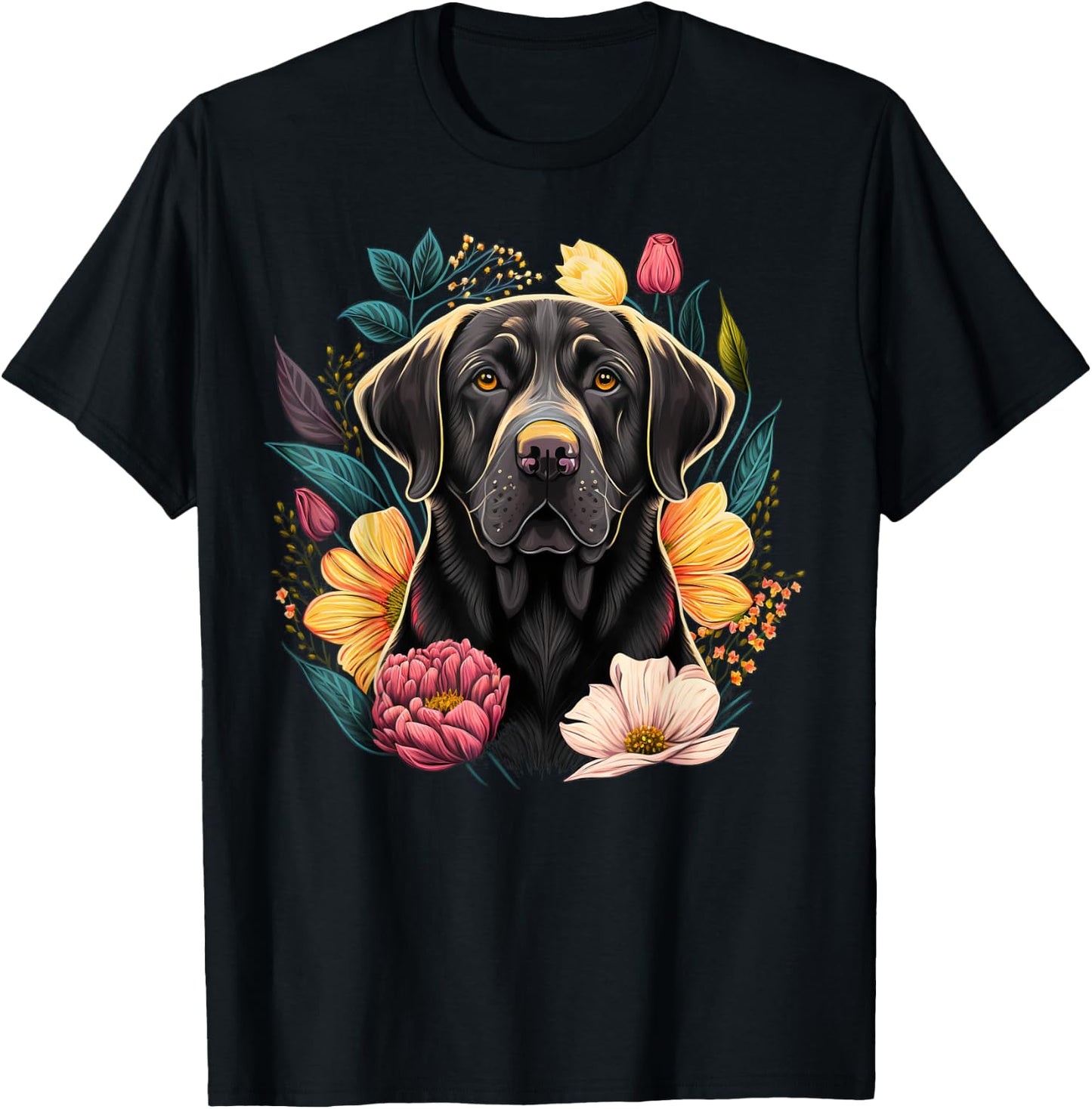 Cute black Labrador Dog on black Labrador Retriever Lover Men Women Kids T-Shirt - T-Shirt | Black