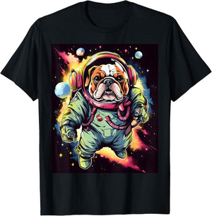 AstroBulldog: Journey to the Stars T-Shirt - T-Shirt | Black