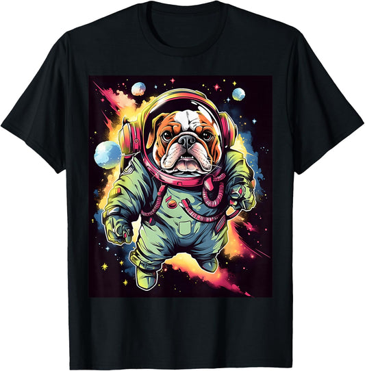 AstroBulldog: Journey to the Stars T-Shirt - T-Shirt | Black