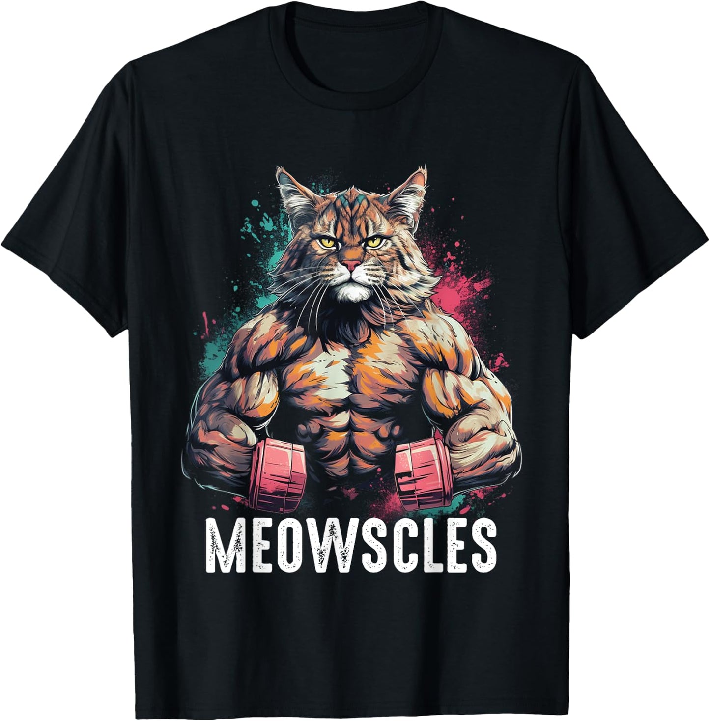 Funny Cat Musculation Gym Weight lifting Cats Lovers T-Shirt - T-Shirt | Black