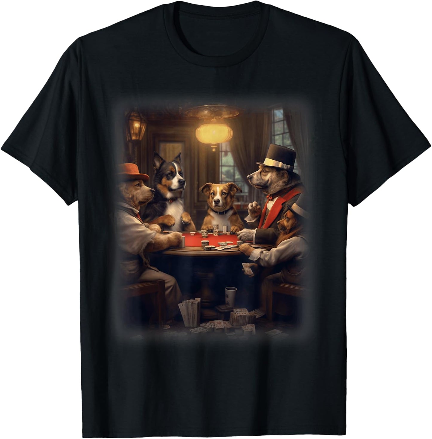 Dogs Playing Poker | A Friend in Need | Funny Dog Lover Art T-Shirt - T-Shirt | Black