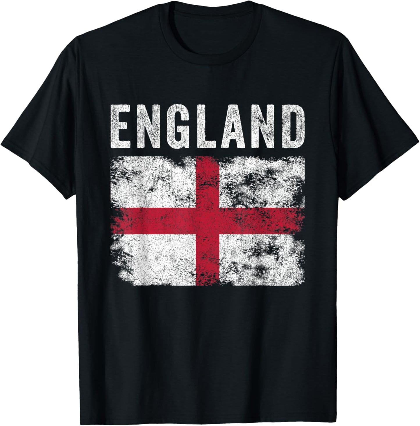 England Flag Distressed - Men Women Kids - English Flag T-Shirt - T-Shirt | Black