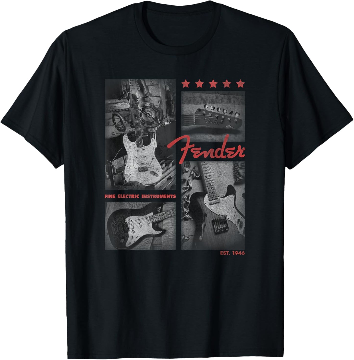 Fender Est. 1946 Electric Guitar Panels T-Shirt - T-Shirt | Black