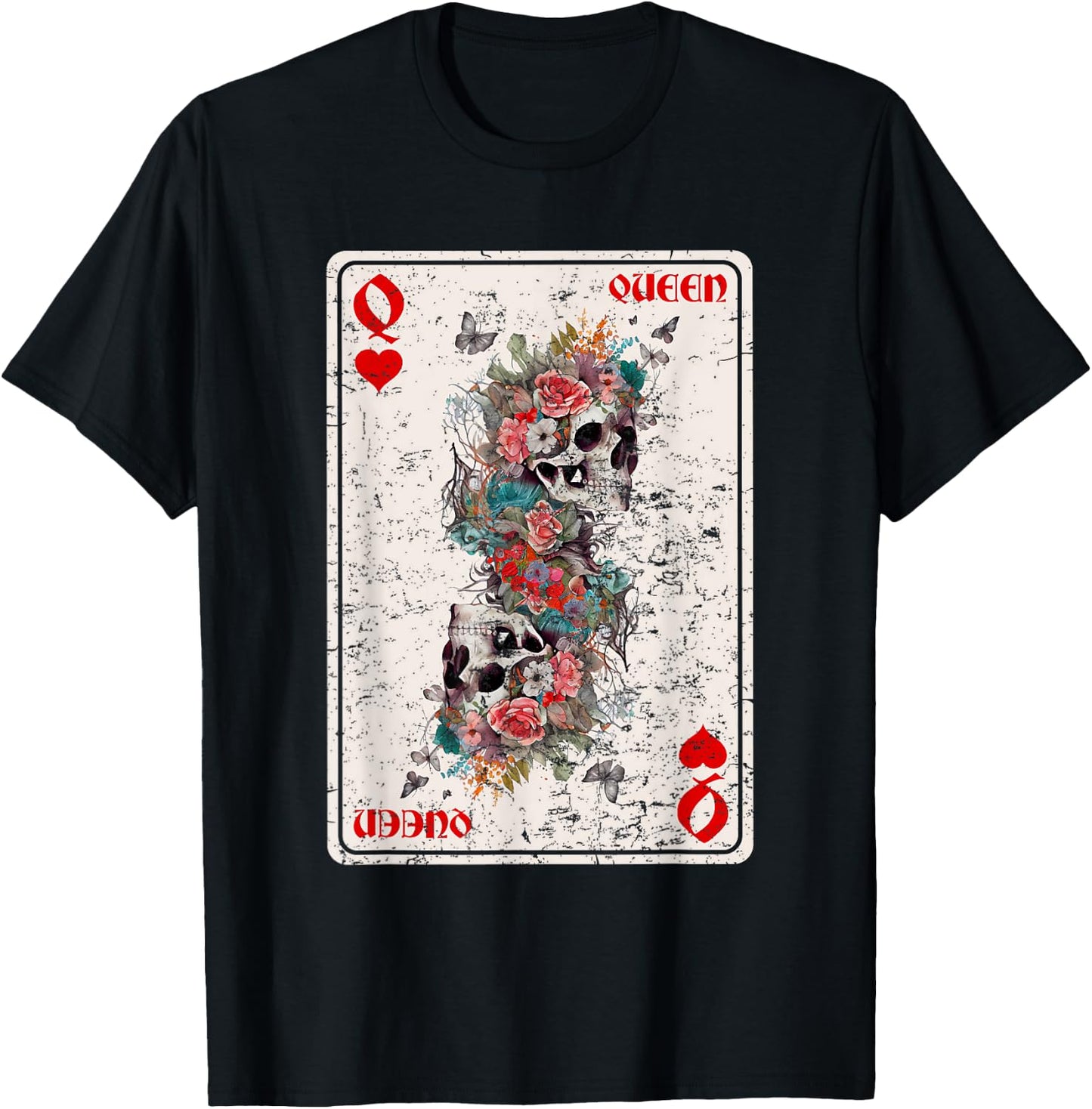 Queen of Hearts Card Game Horror Heart Queen Gothic T-Shirt - T-Shirt | Black