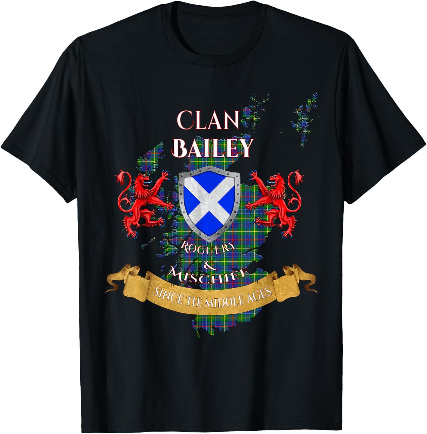 Bailey Scottish Family Clan Middle Ages Mischief T-Shirt - T-Shirt | Black