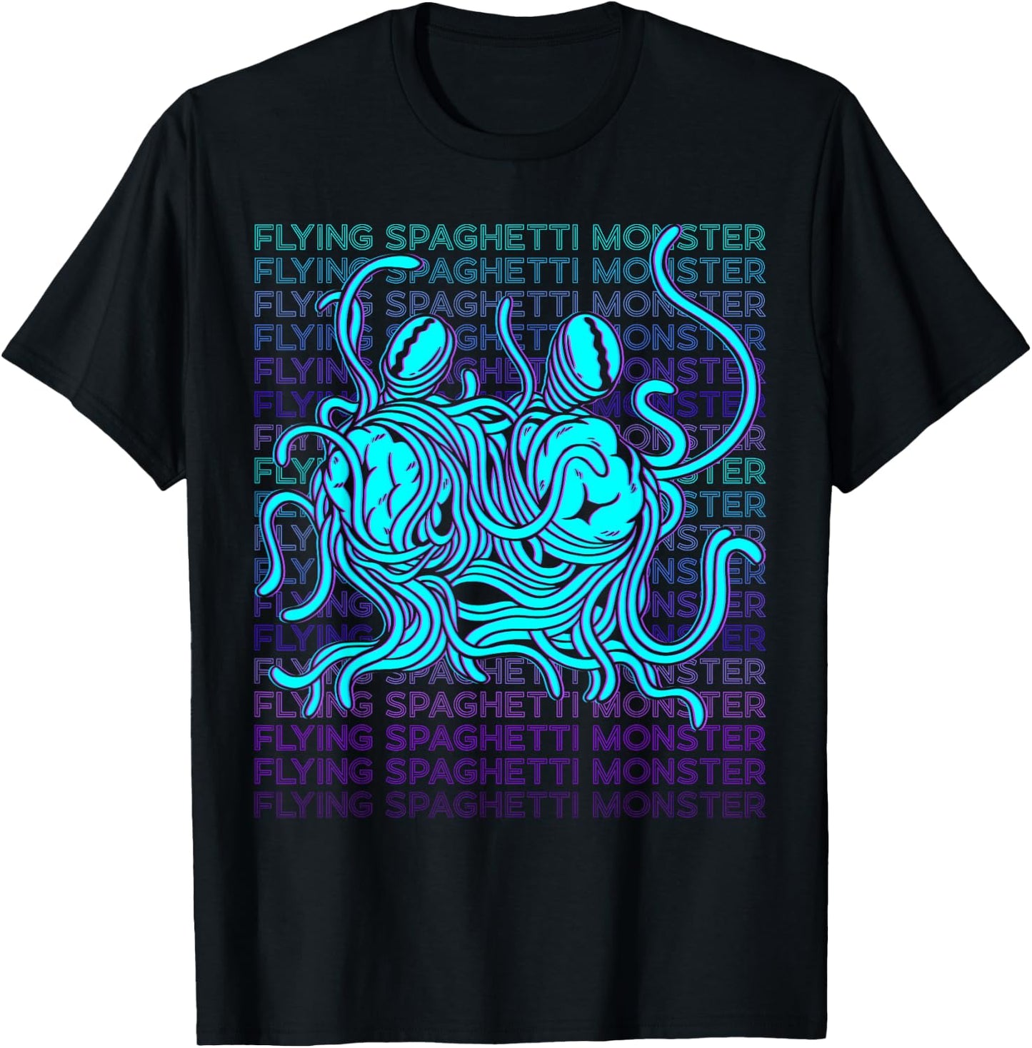 Flying Spaghetti Monster Pastafari FSM Atheist Retro T-Shirt - T-Shirt | Black