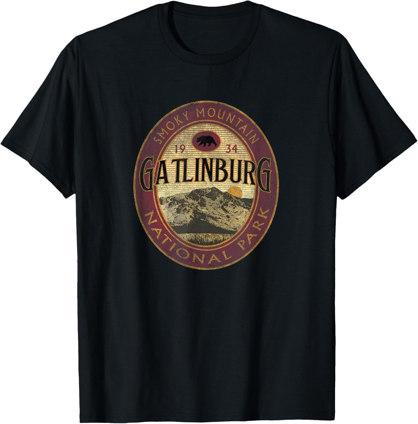 Great Smoky Mountains National Park Gatlinburg Vintage T-Shirt - T-Shirt | Black