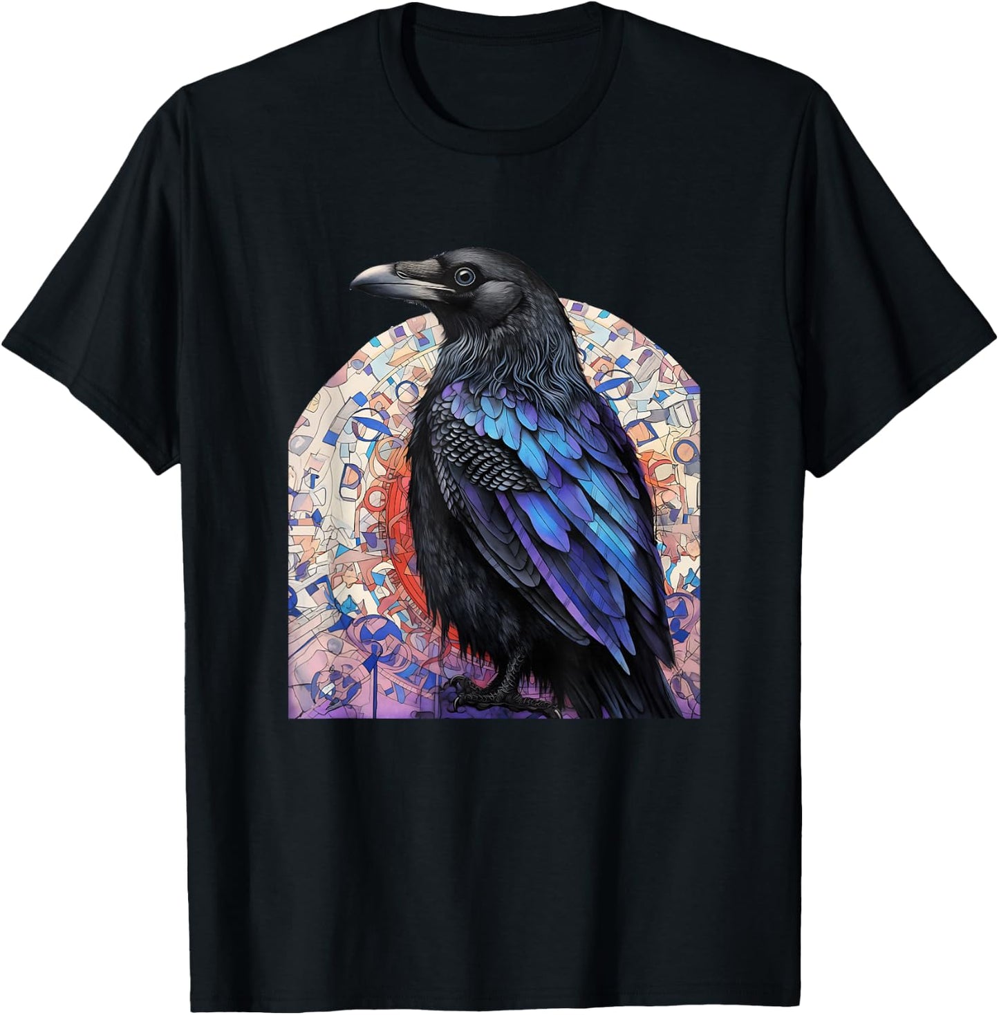 Crow and Raven Bird Lovers Mandala Style Design For Birders T-Shirt - T-Shirt | Black