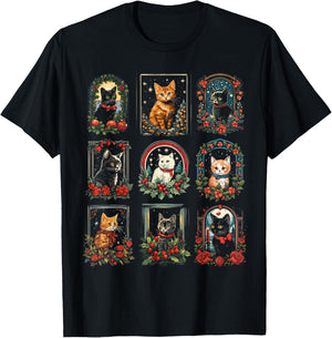 Vintage Kitten Christmas Cats & Men T-Shirt - T-Shirt | Black