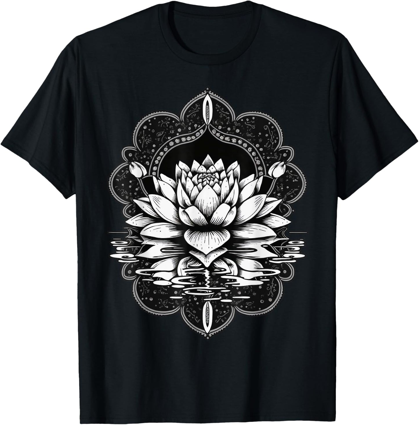 Floating Lotus Flower on water Lotus Flower T-Shirt - T-Shirt | Black