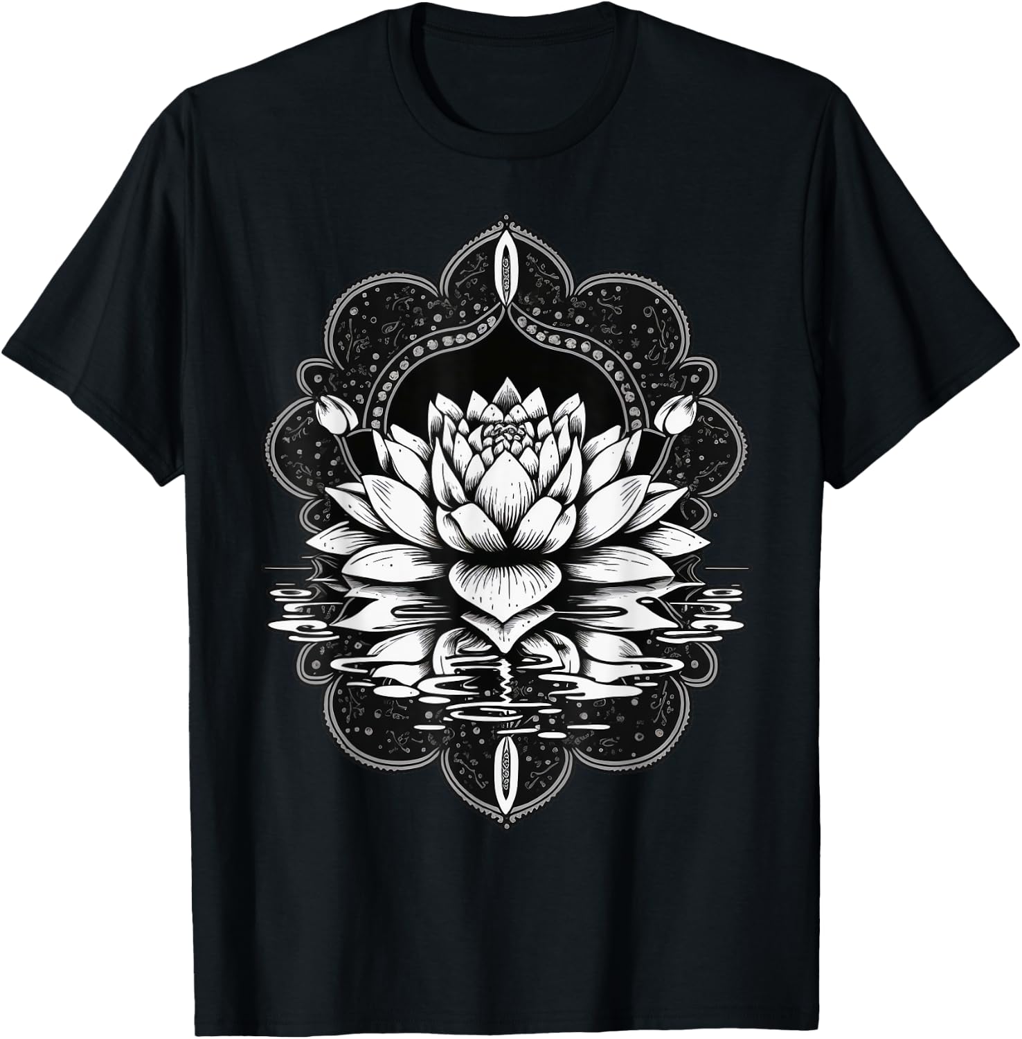 Floating Lotus Flower on water Lotus Flower T-Shirt - T-Shirt | Black