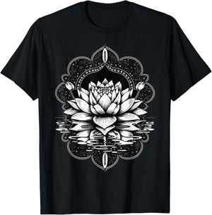 Floating Lotus Flower on water Lotus Flower T-Shirt - T-Shirt | Black