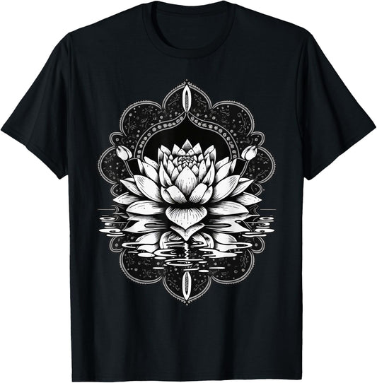 Floating Lotus Flower on water Lotus Flower T-Shirt - T-Shirt | Black