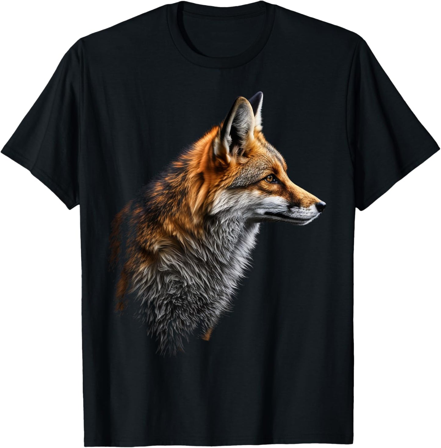 Fox Art Animal Lovers Motif Animal T-Shirt - T-Shirt | Black