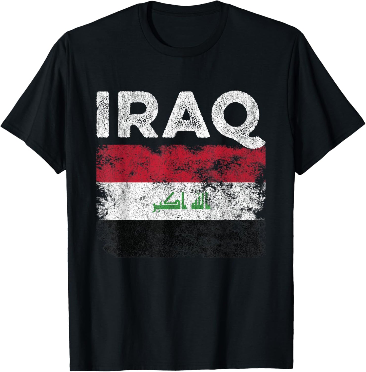 Iraq Flag Distressed - Men Women Kids - Iraqi Flag T-Shirt - T-Shirt | Black