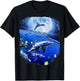 Moon Dolphin Space Dolphins T-Shirt - T-Shirt | Black