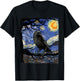Raven Lover Art, Starry Night Raven, Crow, Raven T-Shirt - T-Shirt | Black