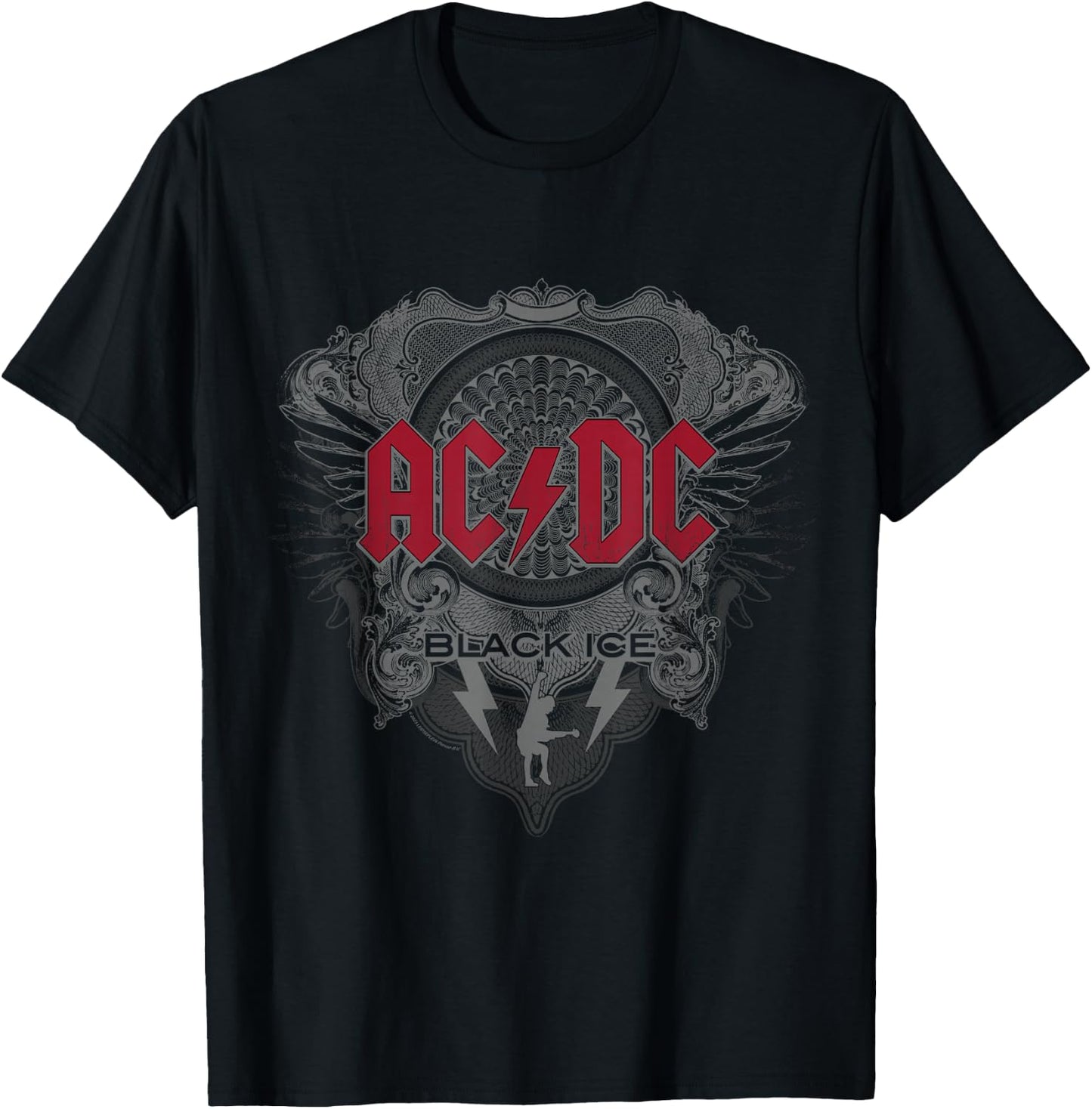 Official AC/DC Black Ice with Red Rock Band Music Logo T-Shirt - T-Shirt | Black