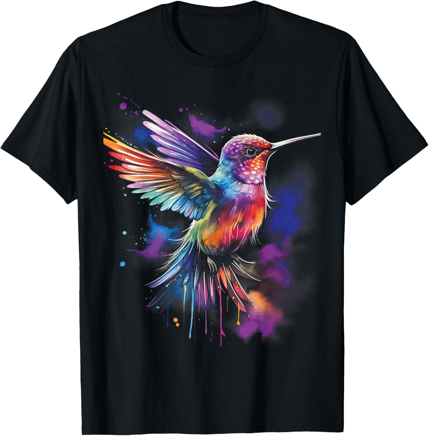 Hummingbird Artwork Bird Birds T-Shirt - T-Shirt | Black