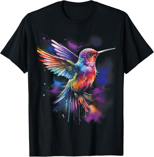 Hummingbird Artwork Bird Birds T-Shirt - T-Shirt | Black