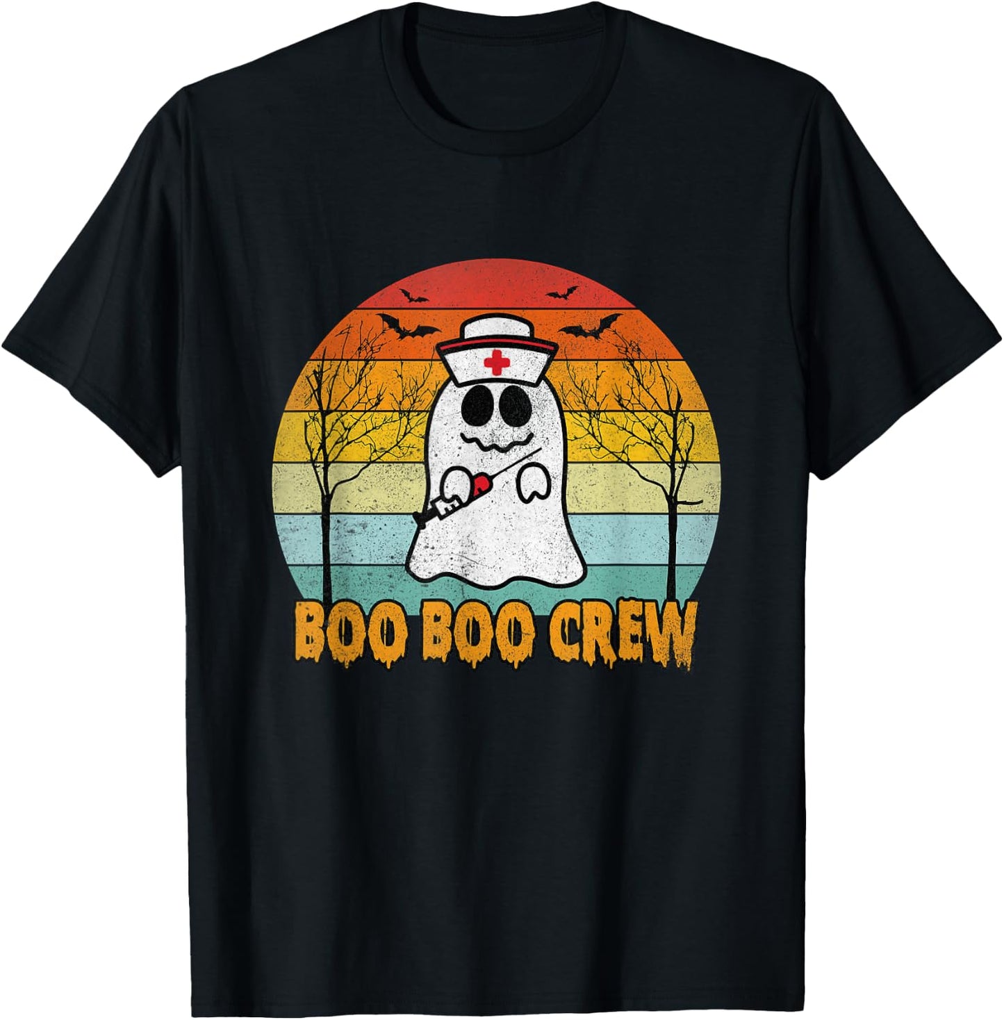 Boo Boo Crew Nurse Halloween Costume Retro Vintage T-Shirt - T-Shirt | Black