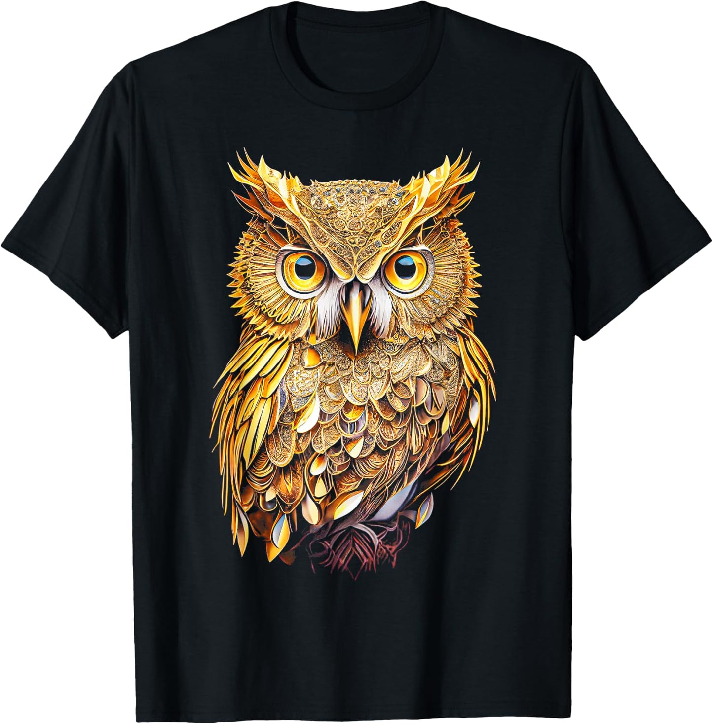 Owl Colourful Bird Art Owl Graphic Animal Owls Owl T-Shirt - T-Shirt | Black