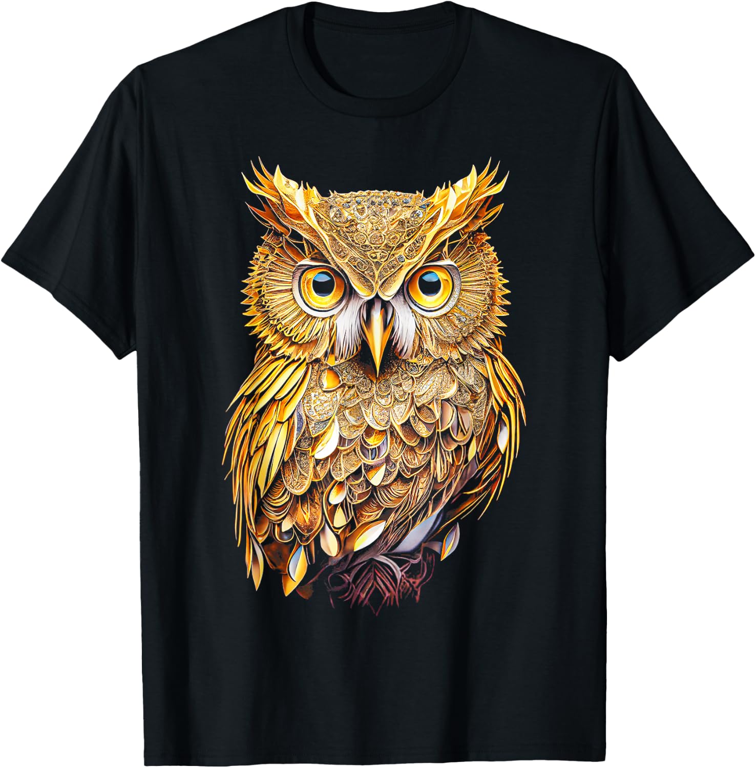 Owl Colourful Bird Art Owl Graphic Animal Owls Owl T-Shirt - T-Shirt | Black