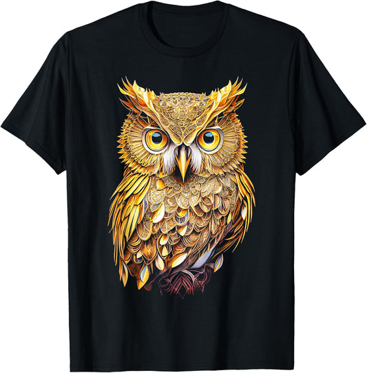 Owl Colourful Bird Art Owl Graphic Animal Owls Owl T-Shirt - T-Shirt | Black