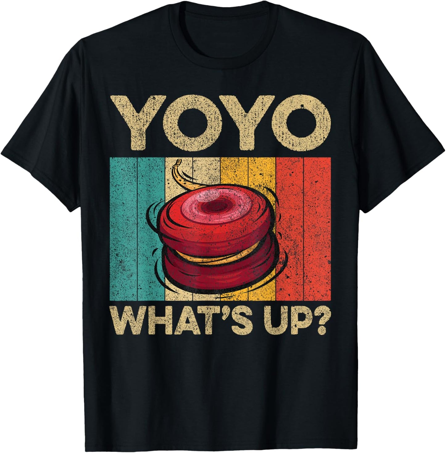 Yoyo What's Up | Funny Vintage Yoyo Lovers T-Shirt - T-Shirt | Black