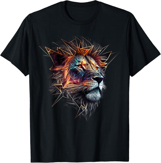 Lion Animal Lover Motif Animal Zoo Print Lion T-Shirt - T-Shirt | Black