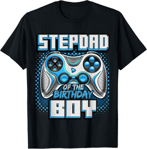 Stepdad of the Birthday Boy Matching Family Video Game Party T-Shirt - T-Shirt | Black