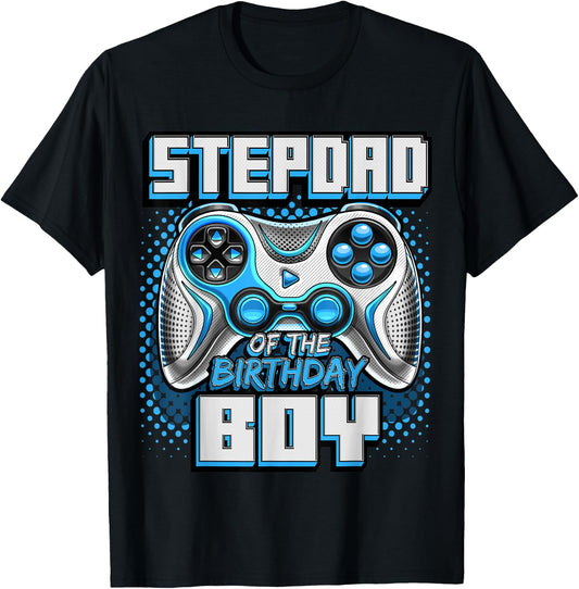 Stepdad of the Birthday Boy Matching Family Video Game Party T-Shirt - T-Shirt | Black
