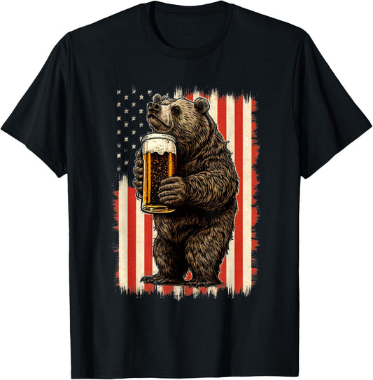 Bear Drinking Beer T-Shirt - T-Shirt | Black