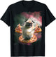 Random Galaxy Funny Pug Dog with Pizza T-Shirt - T-Shirt | Black