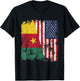 Cameroon USA Flag Distressed - Half American T-Shirt - T-Shirt | Black