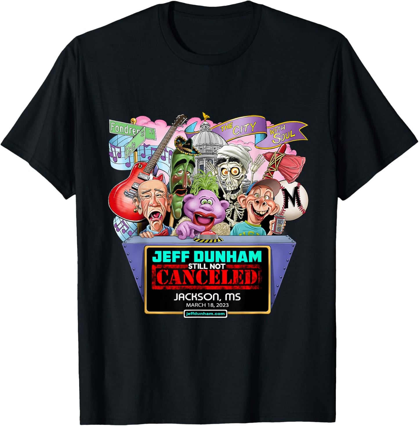 Jeff Dunham Jackson, MS (2023) T-Shirt - T-Shirt | Black