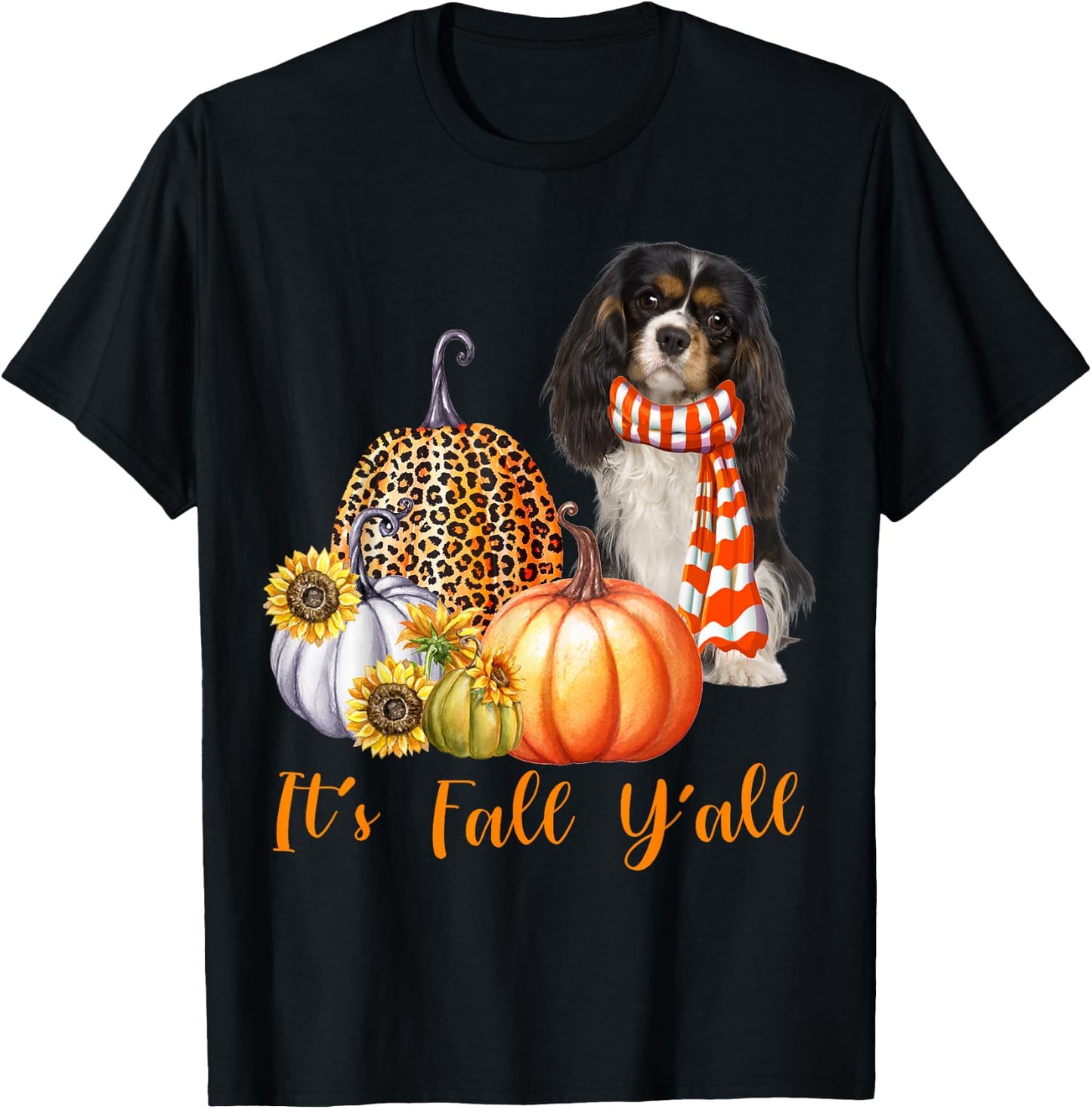 It's Fall Y'all Cavalier King Charles Spaniel Pumpkin Fall T-Shirt - T-Shirt | Black