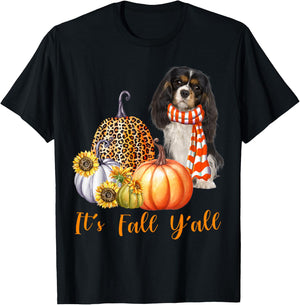It's Fall Y'all Cavalier King Charles Spaniel Pumpkin Fall T-Shirt - T-Shirt | Black