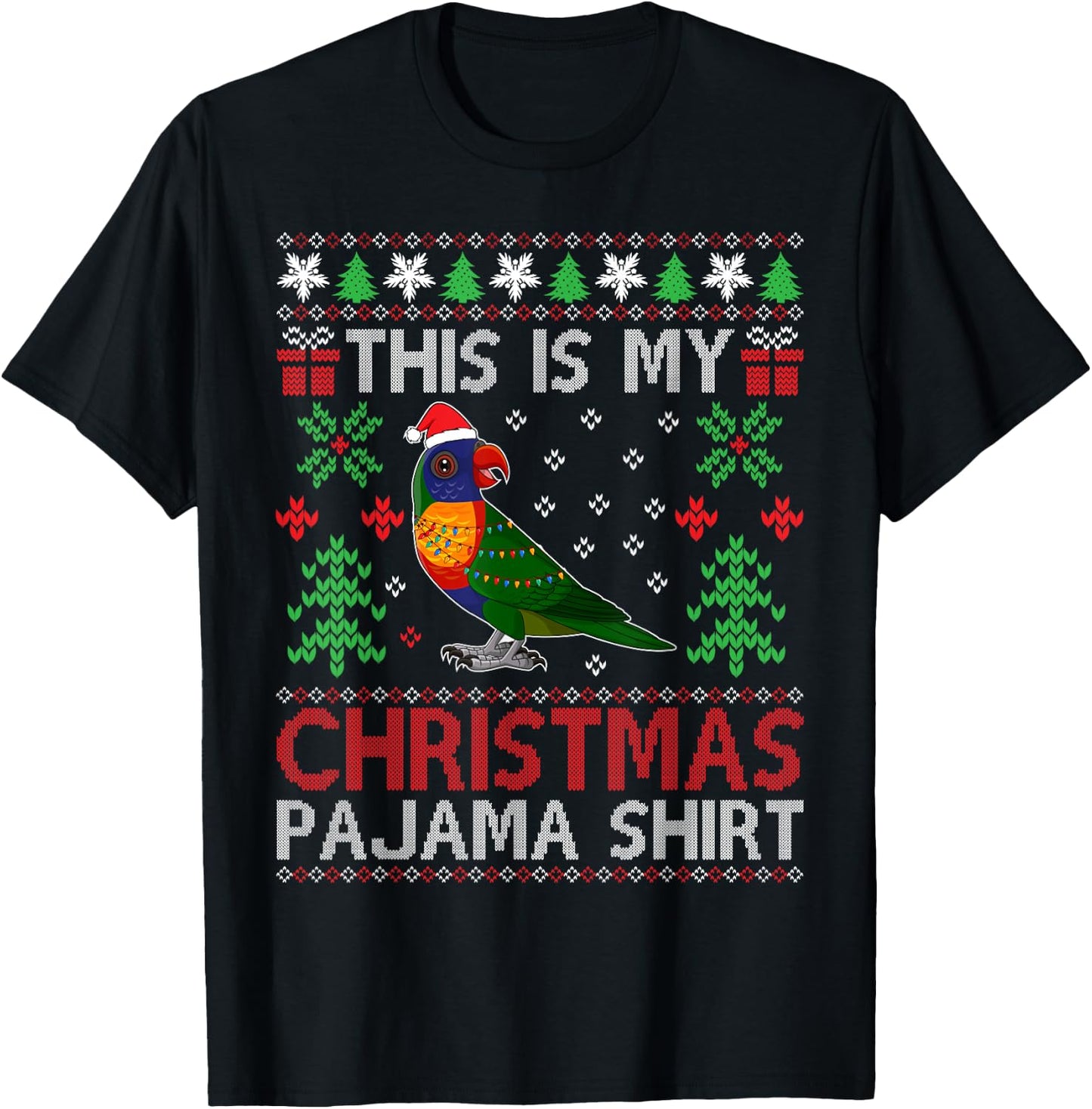 This Is My Christmas Pajama Costume Rainbow Lorikeets Xmas T-Shirt - T-Shirt | Black