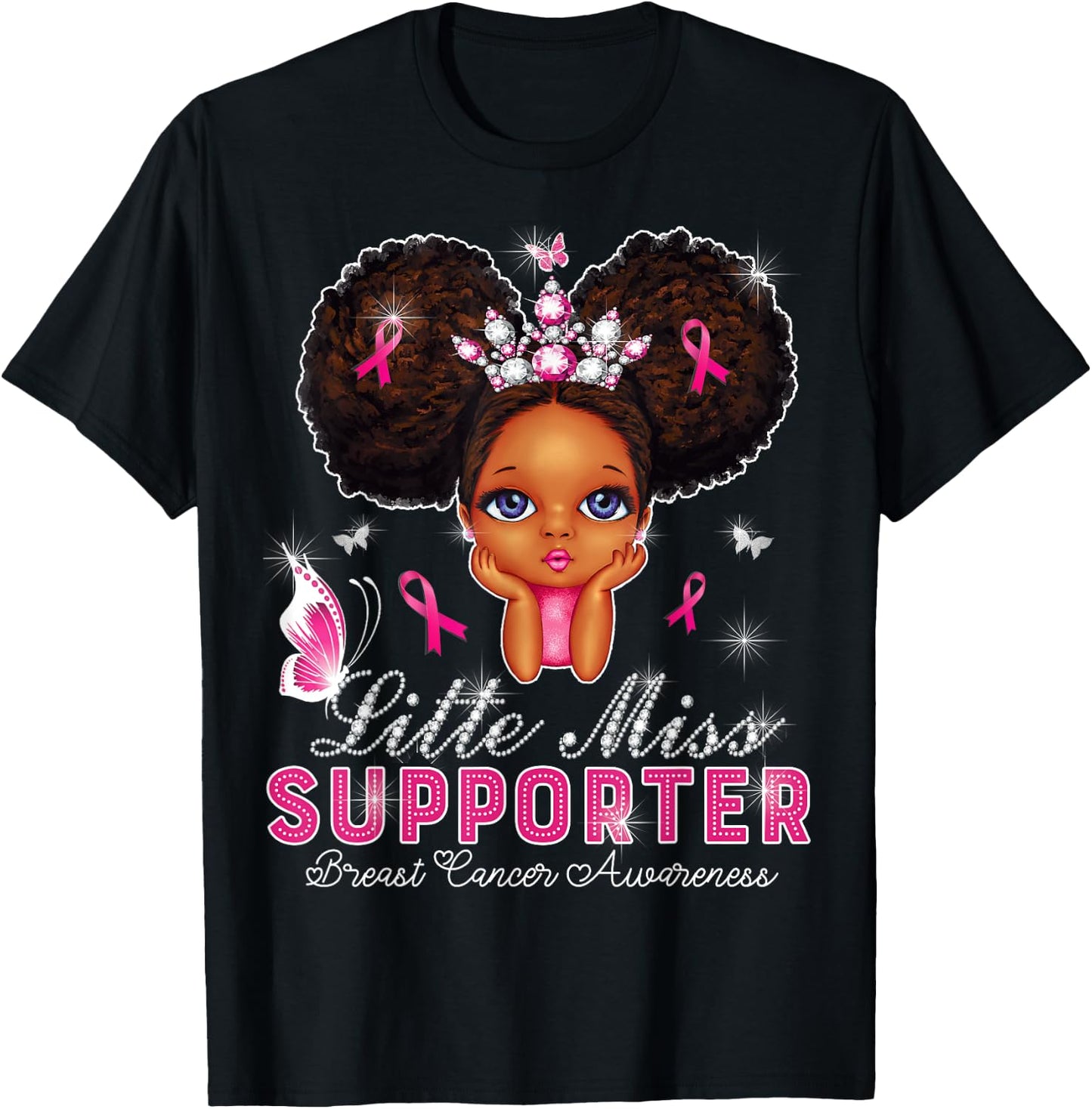 Little Miss Supporter breast cancer awareness for kids T-Shirt - T-Shirt | Black