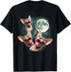 Three Sphynx Moon | 3 Hairless Cats Howling Cursed Wolf Meme Women Kids T-Shirt - T-Shirt | Black
