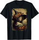 Vintage Nature Witch October Halloween Illustration T-Shirt - T-Shirt | Black