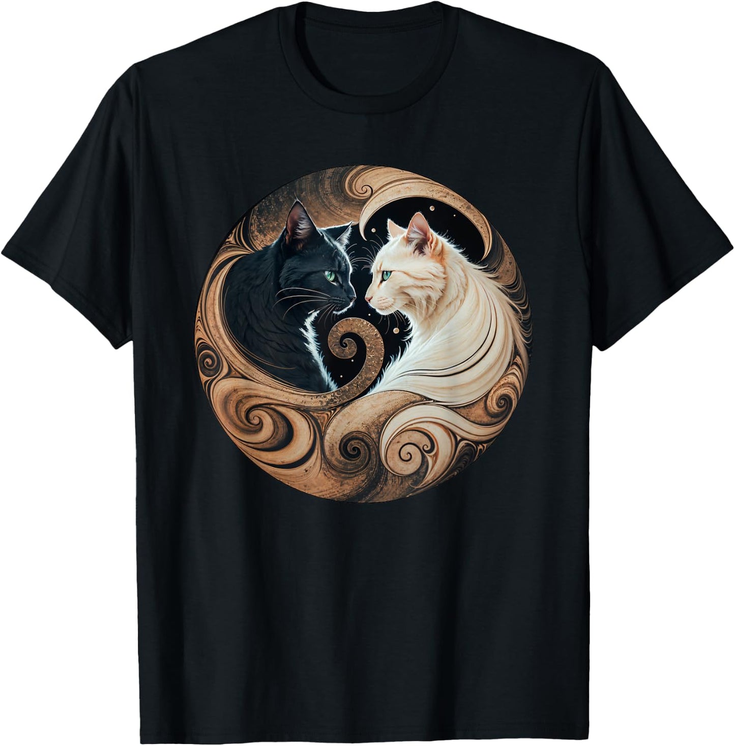 Cats Yin Yang T-Shirt - T-Shirt | Black