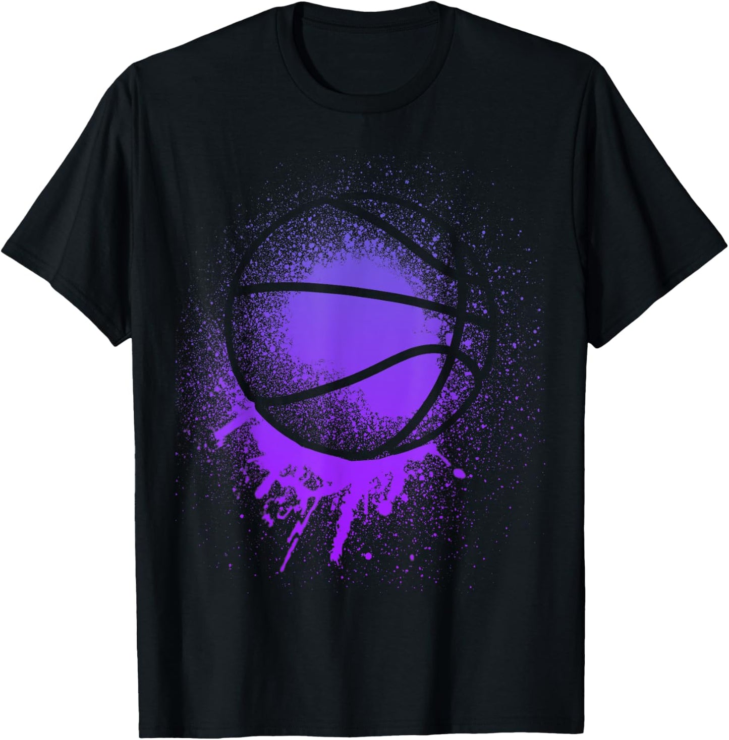 Basketball Team men Silhouette Purple Bball Birthday Baller T-Shirt - T-Shirt | Black