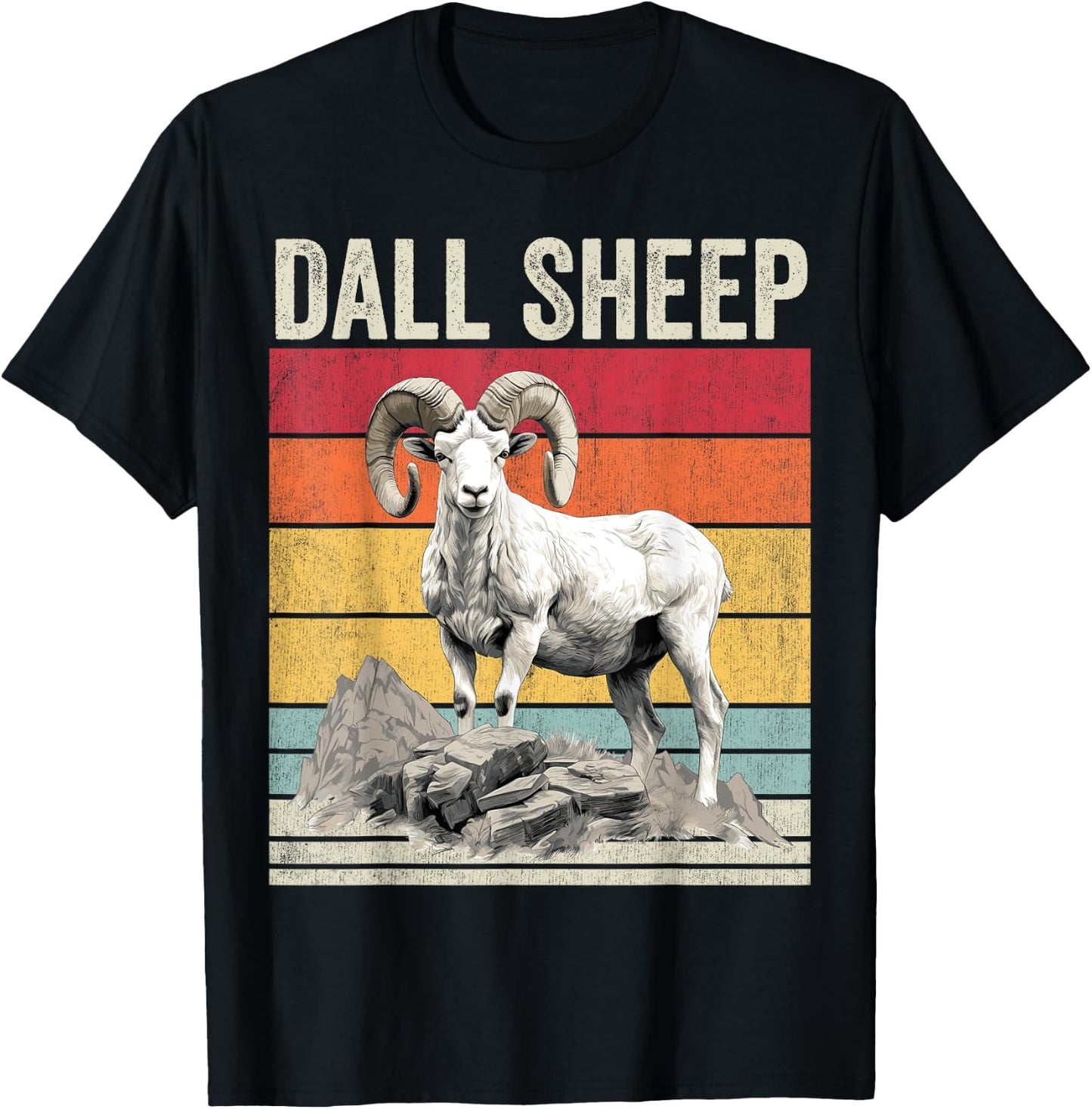 Dall Sheep with Scenic Landscape, Vintage Dall Sheep T-Shirt - T-Shirt | Black